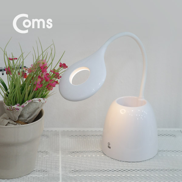 Coms USB 램프(충전식) 원형 LED/터치 on, 펜보관