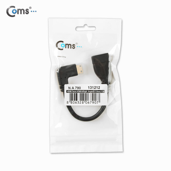 Coms HDMI 젠더(Mini HDMI M/HDMI F), 우향꺾임(꺽임), 10cm