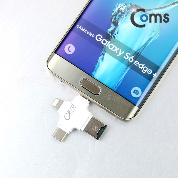 Coms iOS /모든 스마트폰 카드리더기(4 in 1) / USB 3.1 Type C/IOS 8핀 (8Pin)/안드로이드/USB