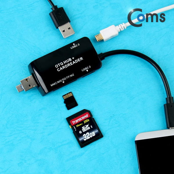 Coms USB 3.1 카드리더기(Type C) USB/Micro USB (SD/Micro SD/USB 2Port)