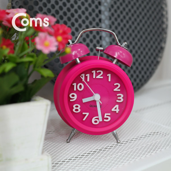 Coms 탁상용 아날로그 알람시계, QUARTZ / Pink