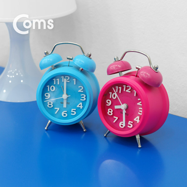 Coms 탁상용 아날로그 알람시계, QUARTZ / Pink