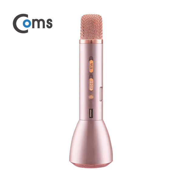 Coms 휴대용 블루투스 노래방 마이크 앰프(AUX 입력/에코/볼륨/USB 충전) 로즈골드/ evn1
