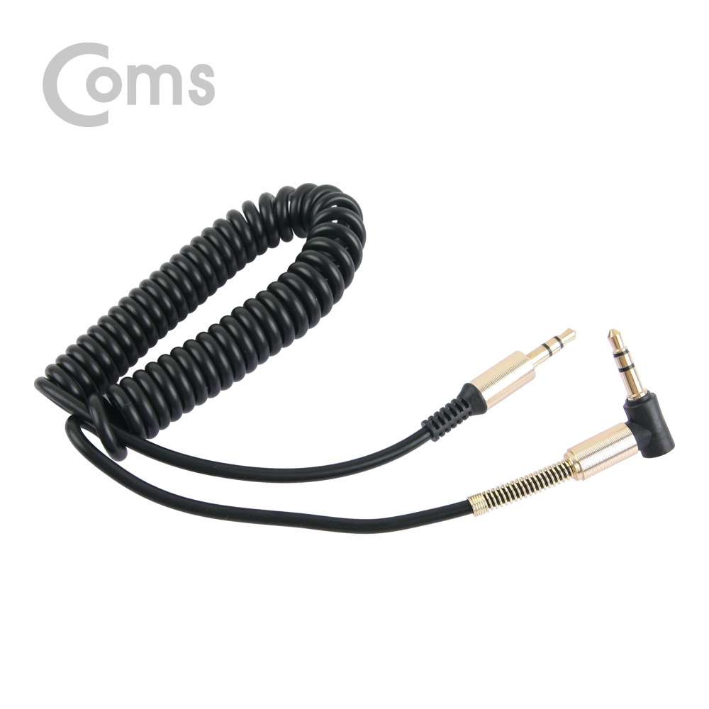 Coms AUX 케이블(스프링) 30cm ~ 1M, Black