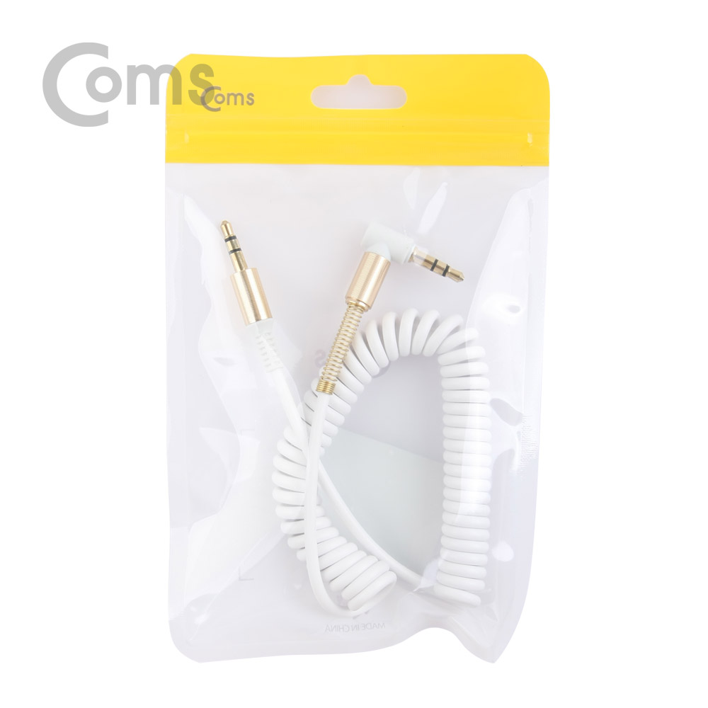 Coms AUX 케이블(스프링) 30cm ~ 1M, White
