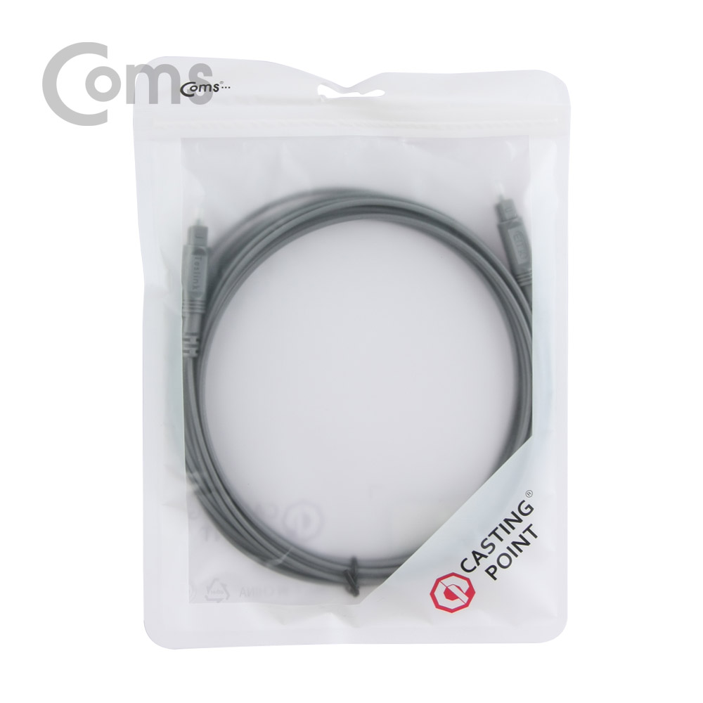 Coms 오디오광 Optical 케이블(2∮ /각-각) 5M, Gray / 2∮, Toslink to Toslink