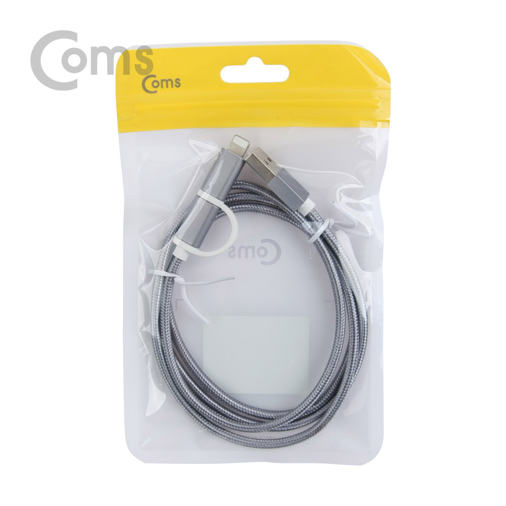 Coms IOS 8핀(8Pin) 케이블(패브릭/2 in 1) 1M, Android/Gray