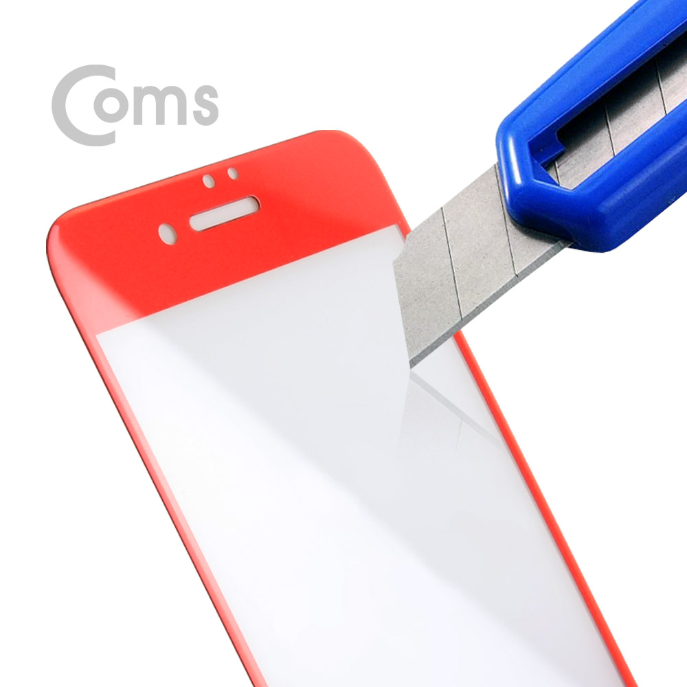 Coms IOS 8Pin (8핀) 스마트폰 7 보호필름, Red