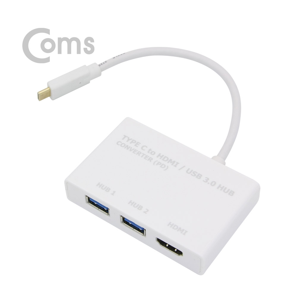 Coms USB 3.1 컨버터 (Type C) HDMI + 2P HUB, PD지원 / 4K2K