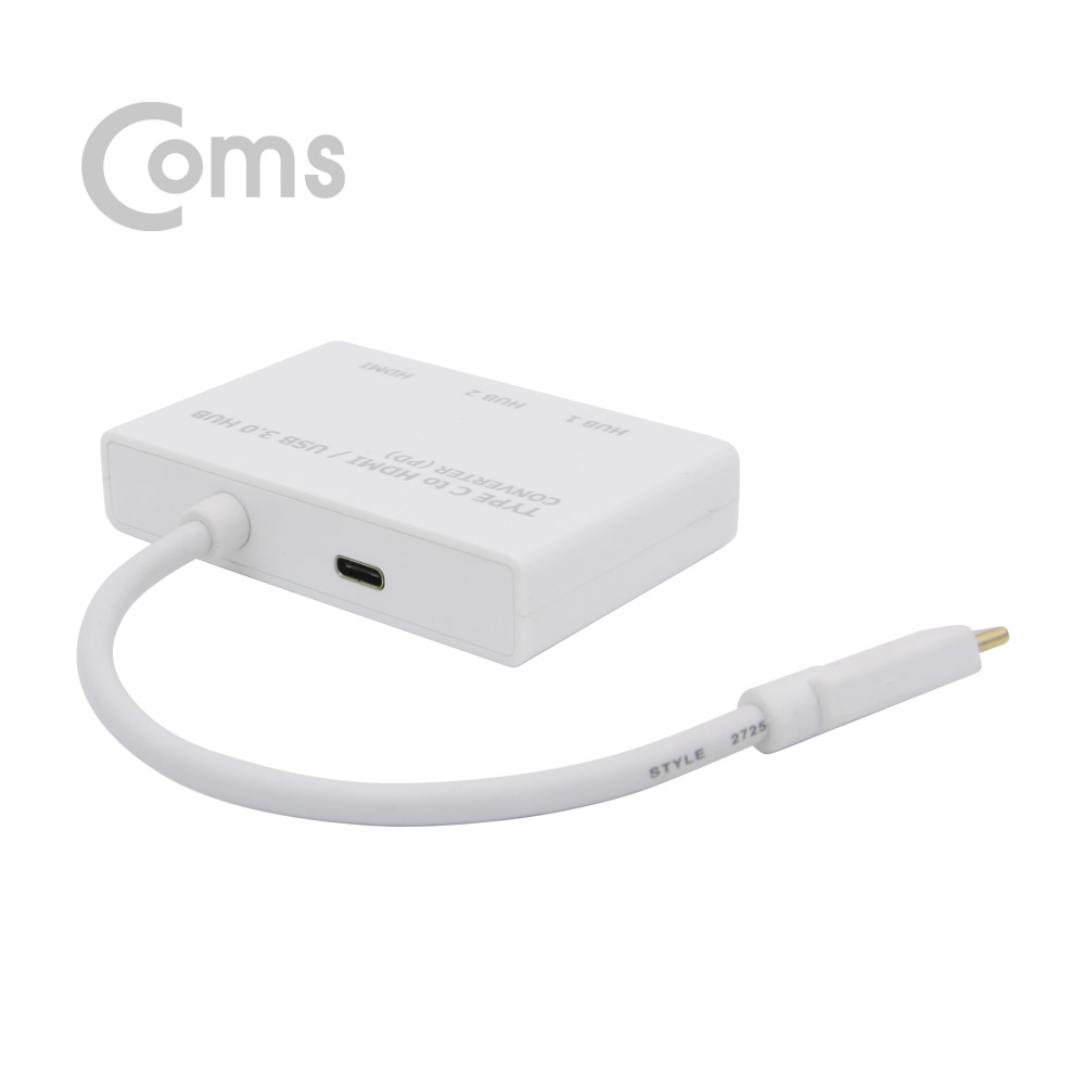 Coms USB 3.1 컨버터 (Type C) HDMI + 2P HUB, PD지원 / 4K2K