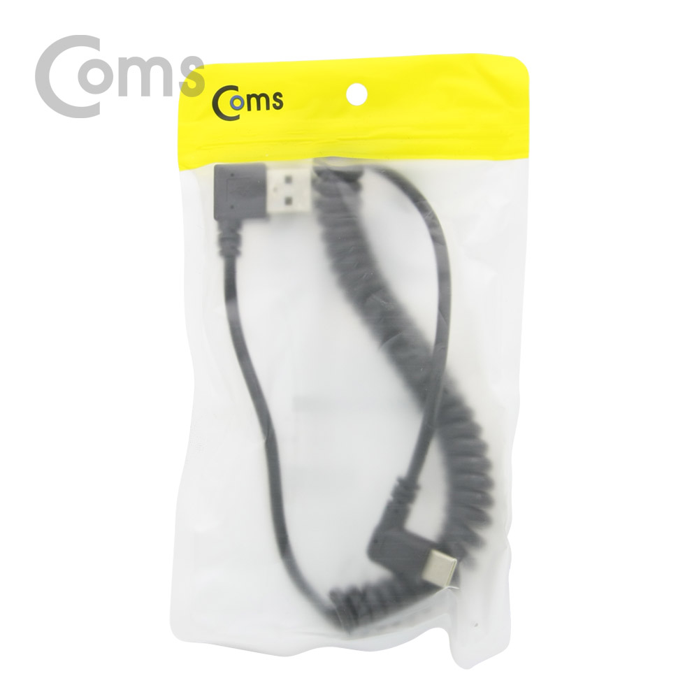 Coms USB 3.1 케이블(Type C), 스프링 타입 50~ 70CM, USB2.0 A(M) 우향꺾임/Type C(M) 꺽임