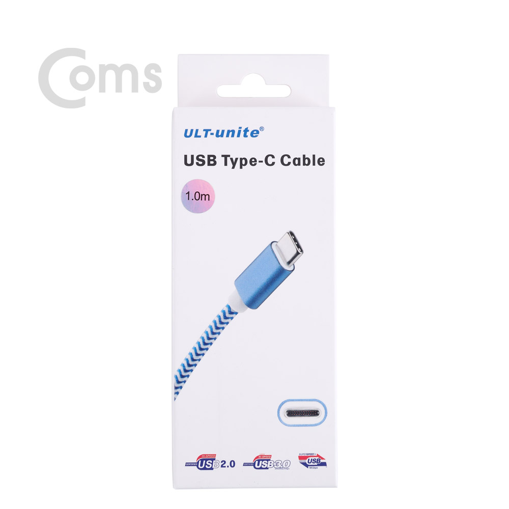 Coms  USB 3.1 Type C 케이블(고속충전/3A) 1M, Black / USB 2.0