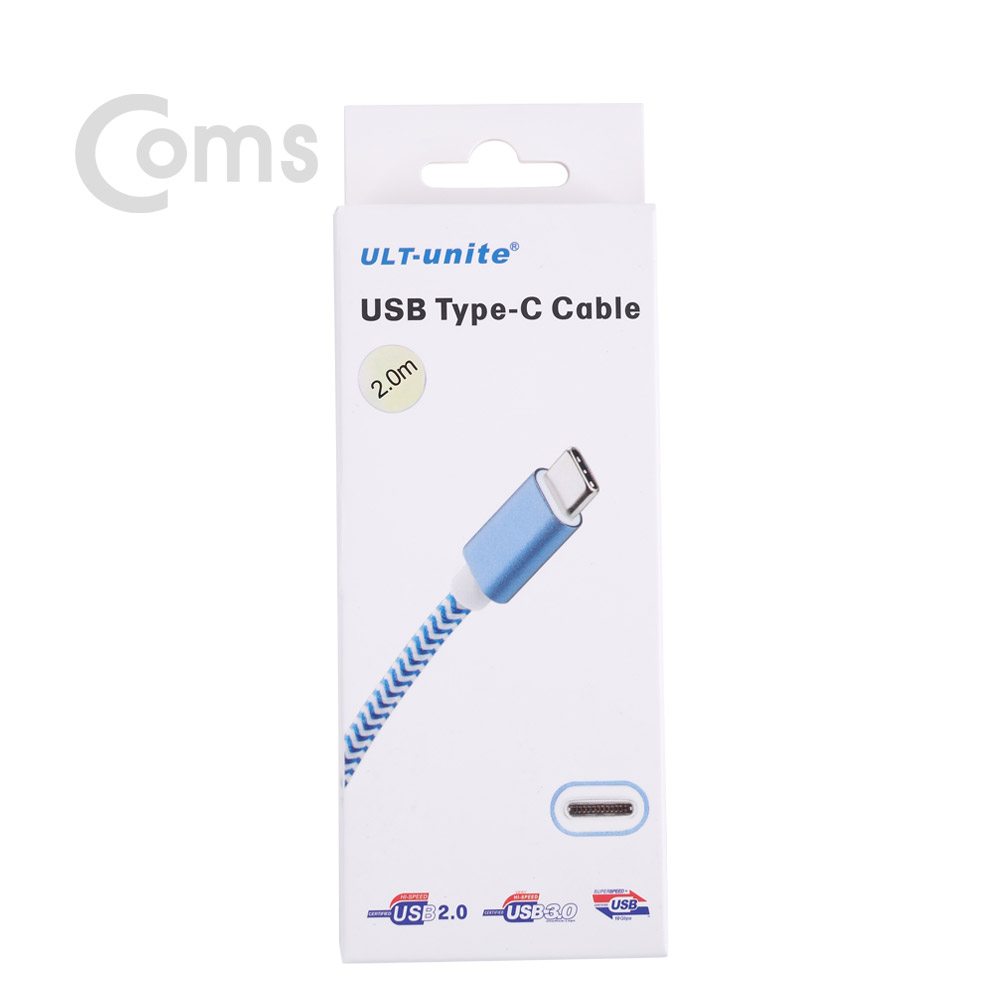 Coms USB 3.1 Type C 케이블(고속충전/3A) 2M, Black / USB 2.0