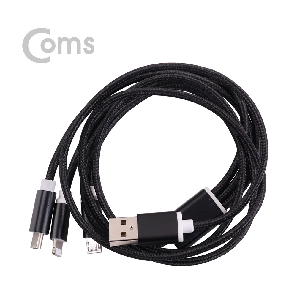 Coms Type C 케이블(3 in 1/스트롱) 1M / Black / Android / 8Pin (8핀) / Type C