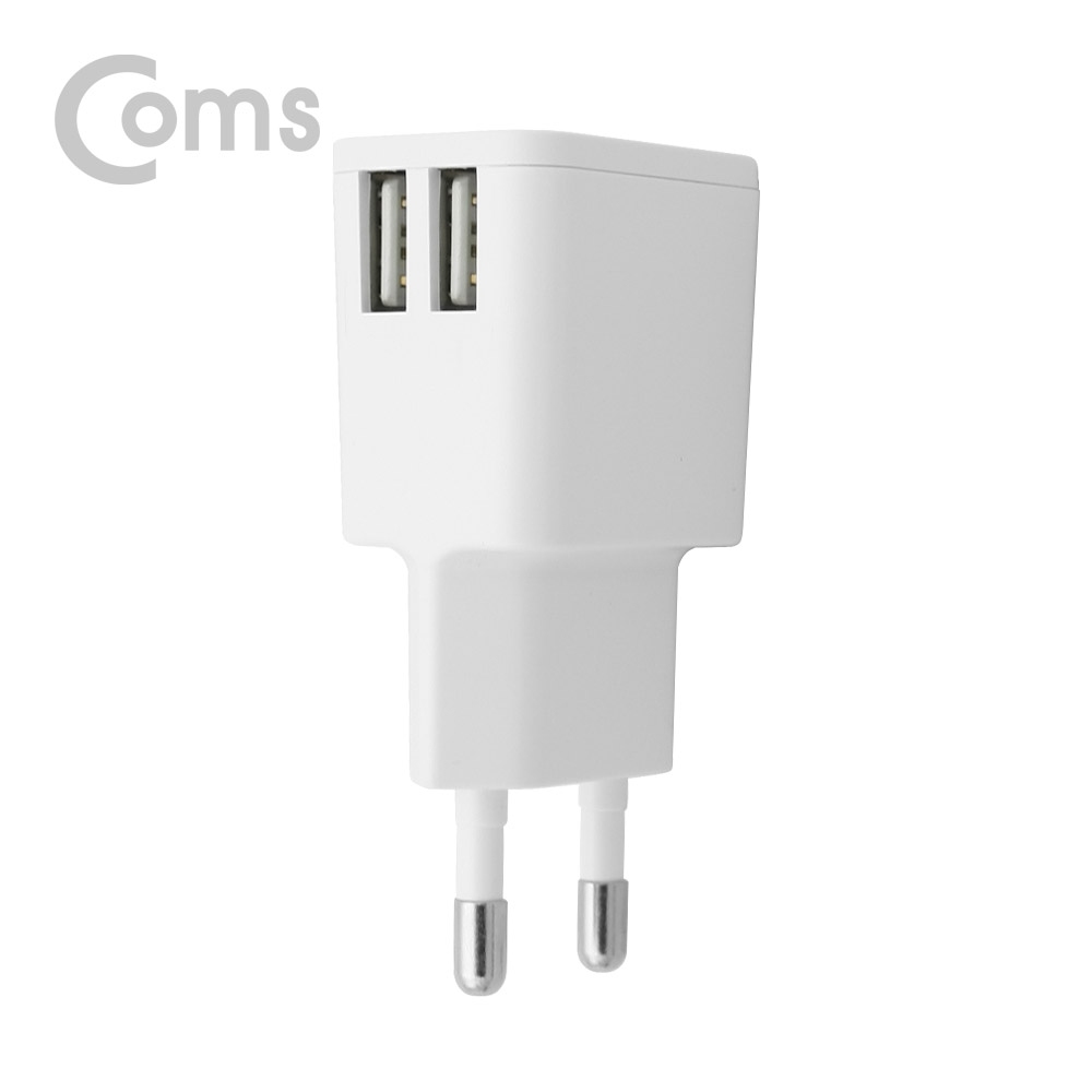 Coms 가정용 충전기 5V 2A, 2Port, 화이트 (케이블 미포함)