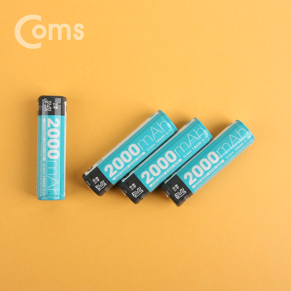 Coms 18650 보호회로 리튬이온 충전지(배터리) 2000mA / 보호회로내장 65mm / (1개 낱개용)