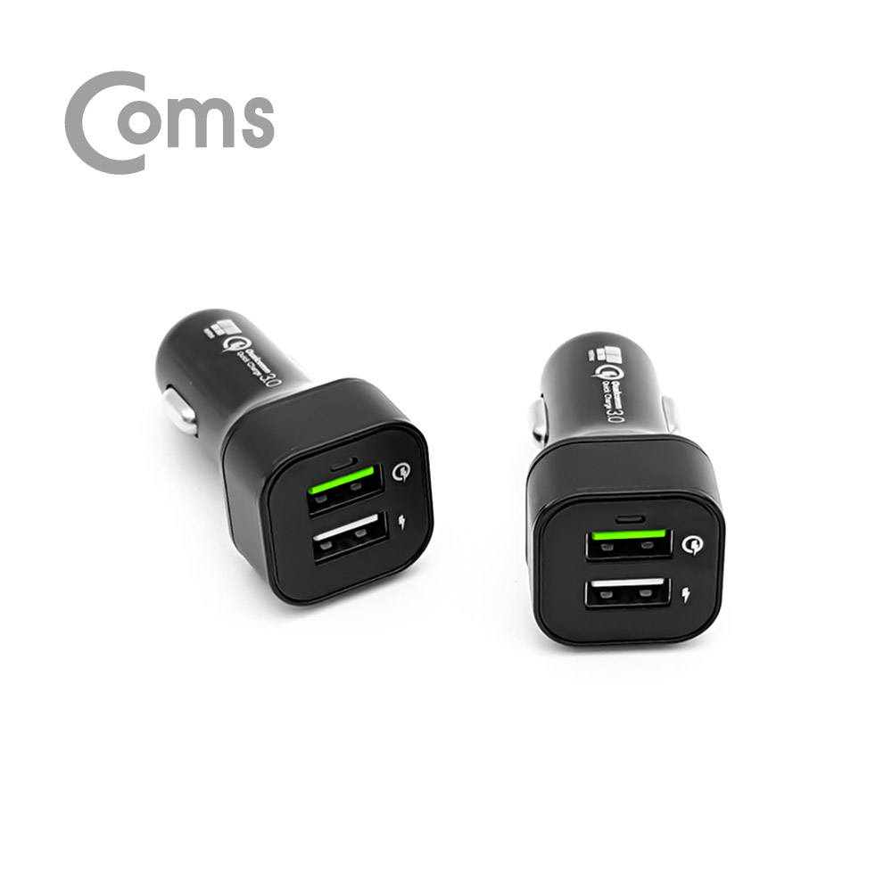 Coms 나비 차량용 멀티 고속충전기 / USB 2포트 / QC 3.0 / 5V-2.4A