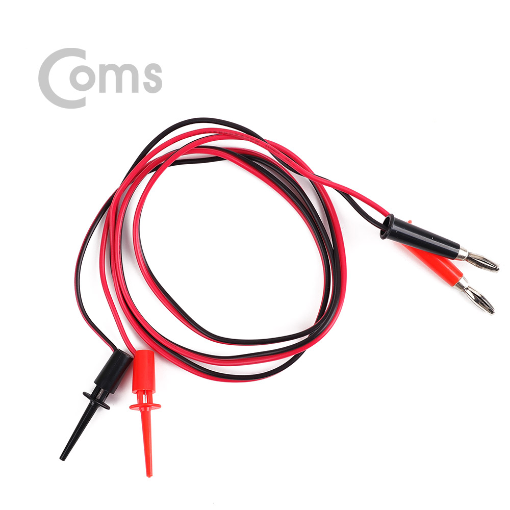 Coms IC 집게형 리드봉 / 바나나 플러그 케이블 2선 - Black/Red  / 후크-47mm