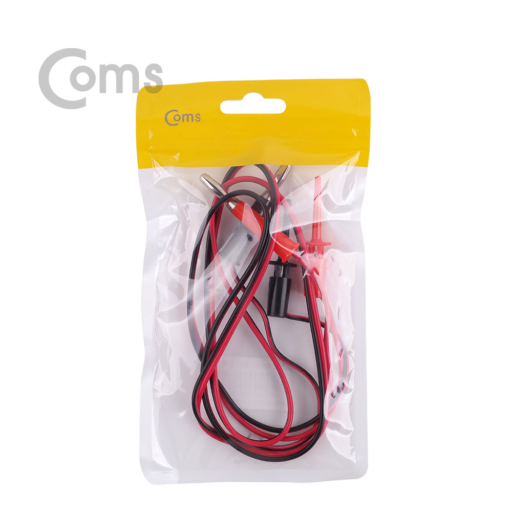 Coms IC 집게형 리드봉 / 바나나 플러그 케이블 2선 - Black/Red  / 후크-47mm