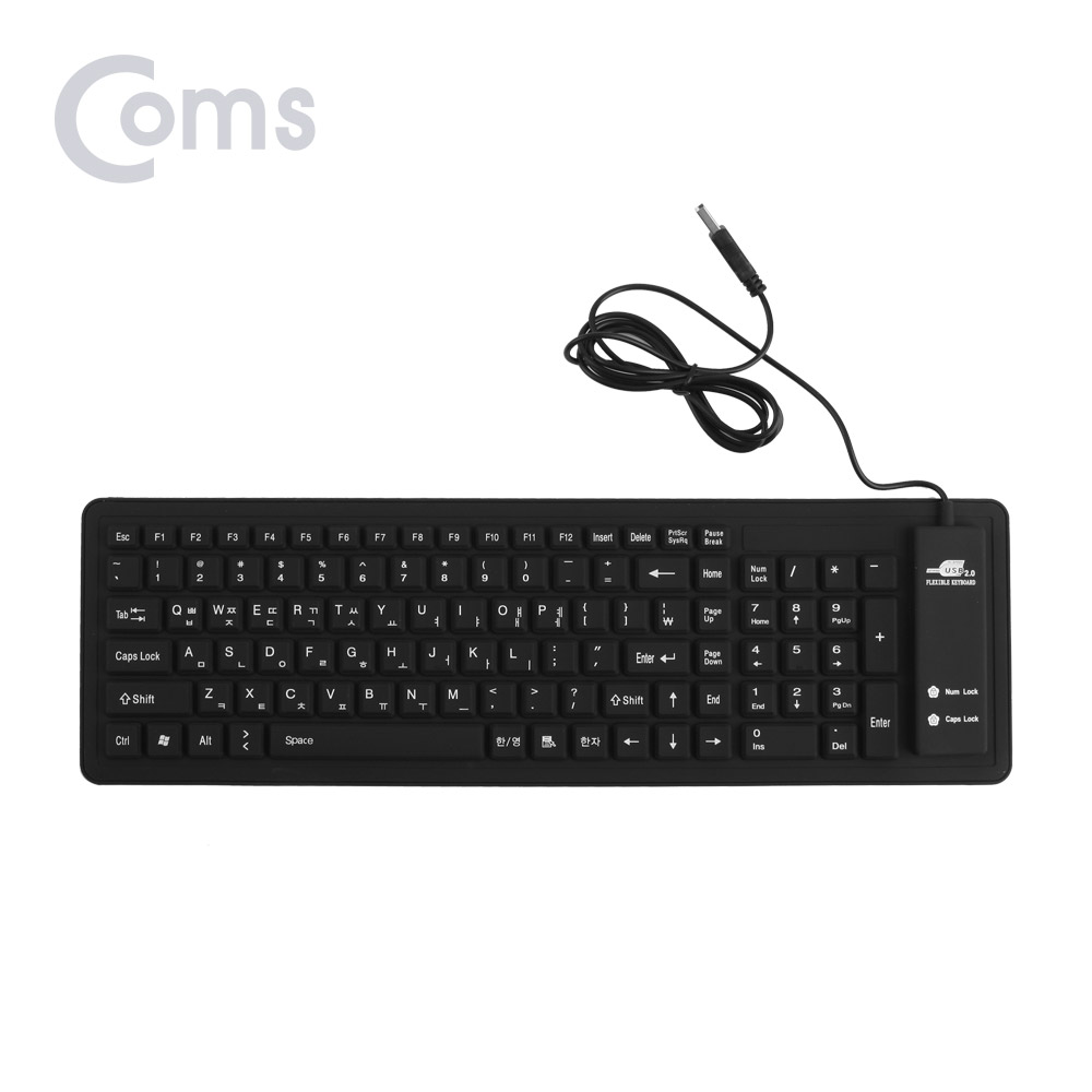 Coms 실리콘 롤 키보드 (USB 인터페이스/103키/방수기능) Black