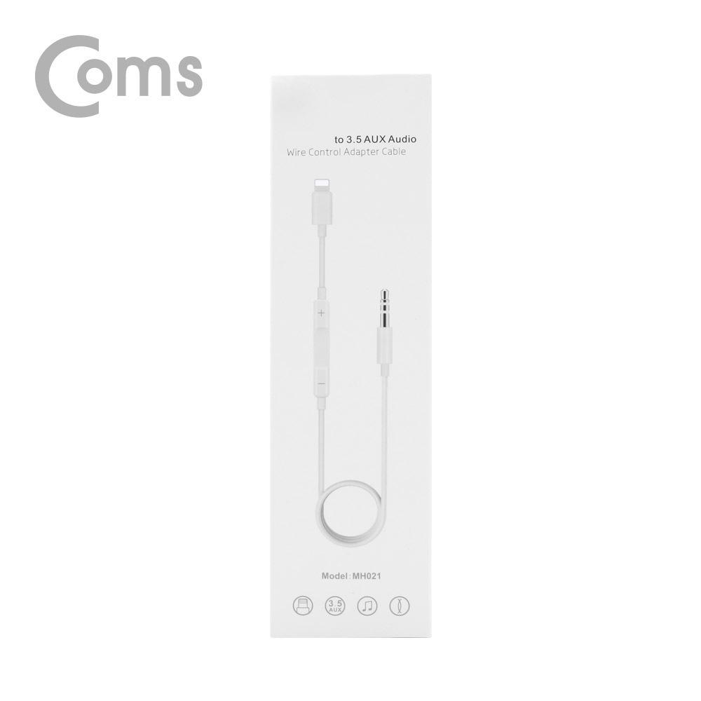 Coms  AUX 젠더 (IOS 8핀 (8Pin) to 3.5mm M/볼륨조절)