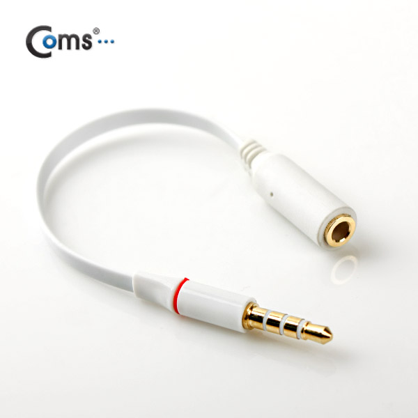 Coms 스테레오 케이블 (Short/3.5/4극 MF) 10cm, White/Stereo