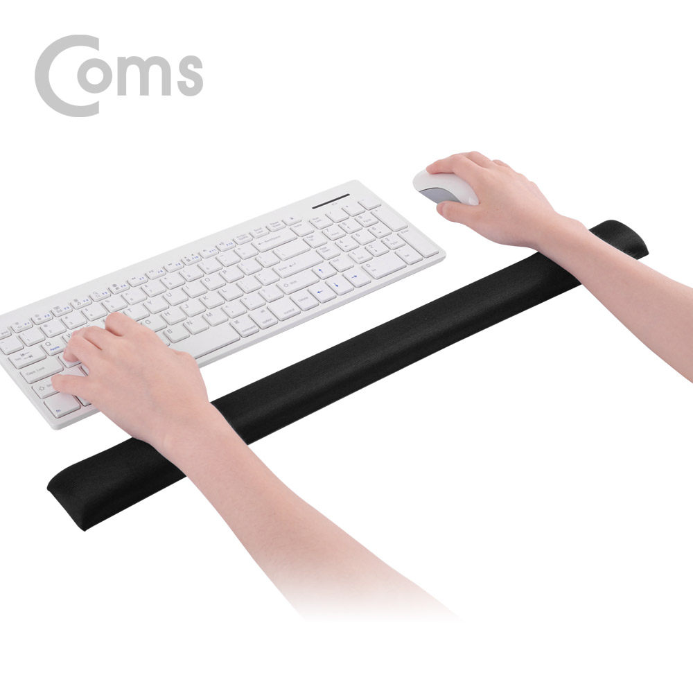 Coms 키보드+마우스 손목 보호대 - LONG & THIN / 59cm X 5cm / 패브릭 커버 / 블랙