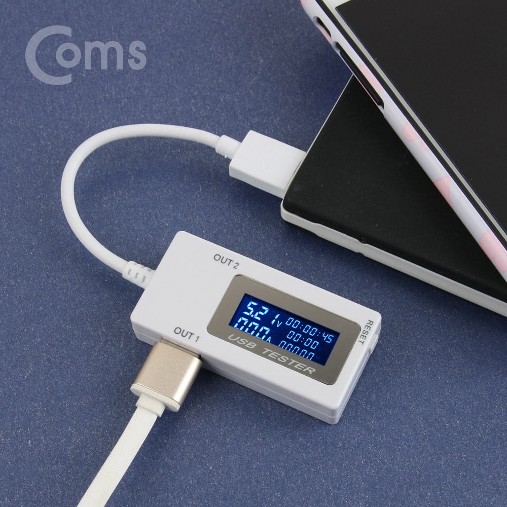 Coms USB 테스터기(전류/전압 측정) 2Port / 20cm