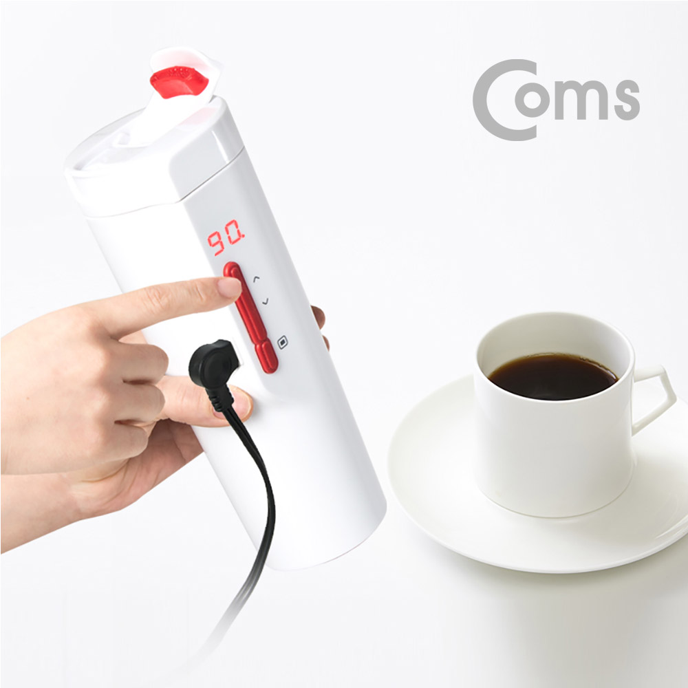 Coms 나비 차량용 히팅 텀블러 / 차량용 커피포트 일체형 / 12V-6A / White