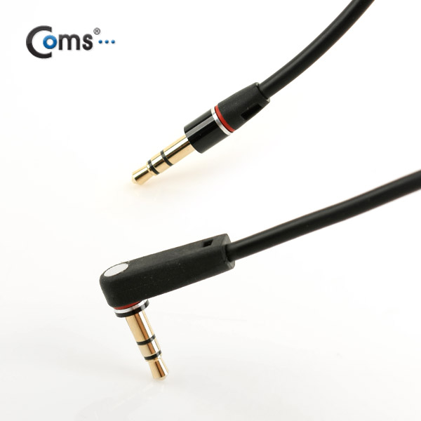 Coms 스테레오 케이블 (3.5Φ/꺾임) 1M, Black/Stereo