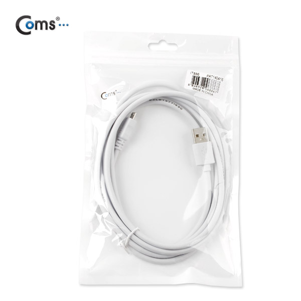 Coms USB/Micro USB(B) 케이블(충전/데이터), White 2M