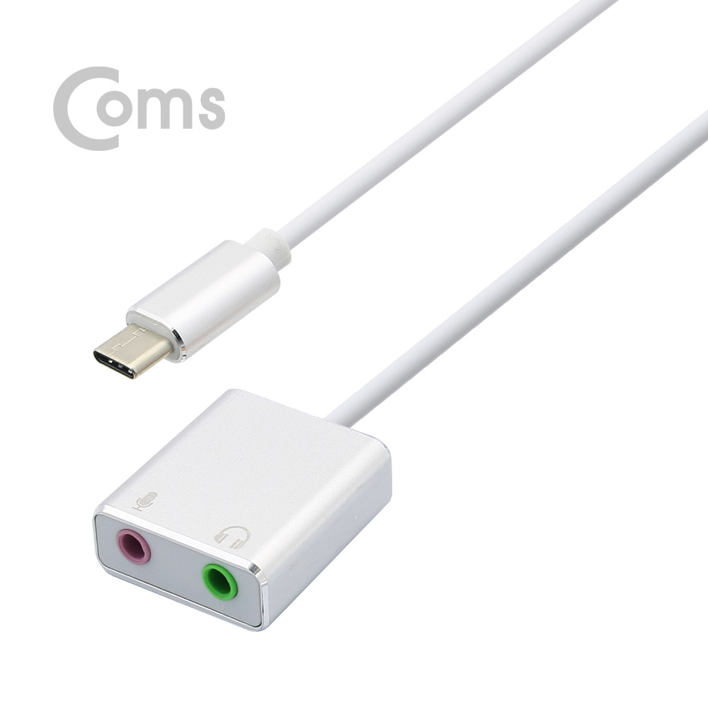 Coms USB 3.1 (Type C) 오디오(7.1) 컨버터/3.5 ST/Mic - 케이블형, Metal/Silver