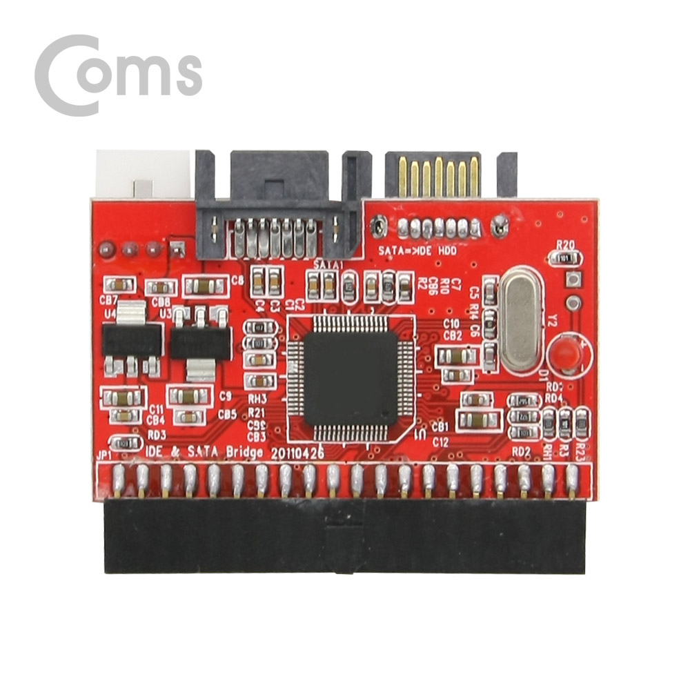 Coms SATA 컨버터(SATA HDD용) / SATA to IDE 컨버터(SATA케이블 50cm) / Red