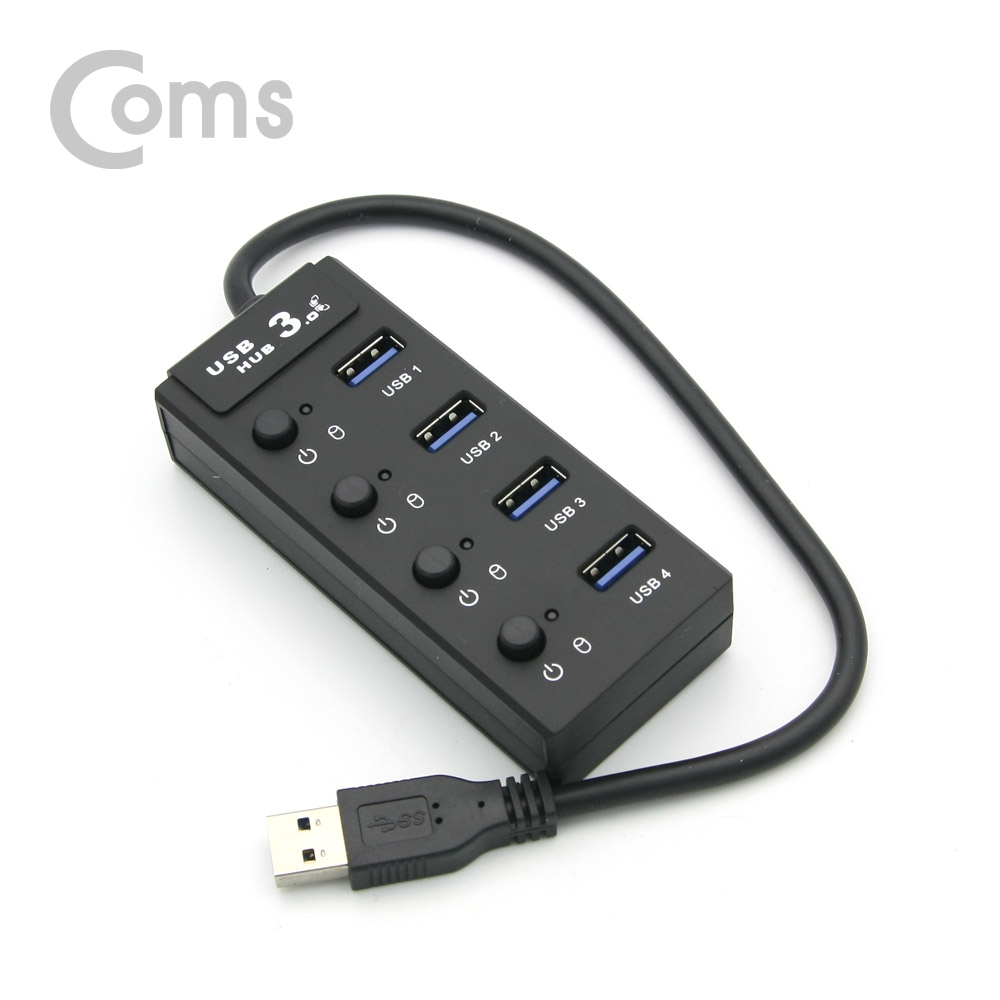 Coms USB 3.0 4포트 허브 (무전원/개별 스위치) 30cm