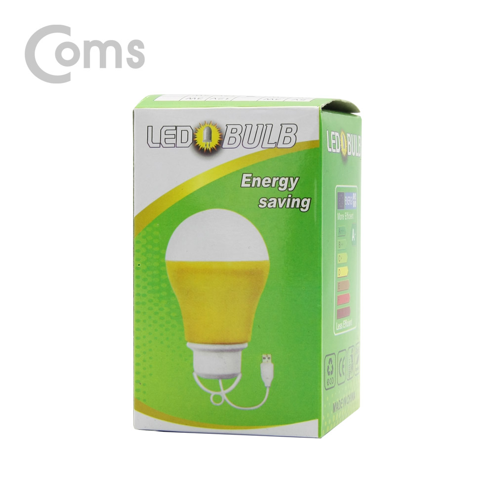 Coms USB 램프(전구형), Yellow/5V 5W, 캠핑용 1M
