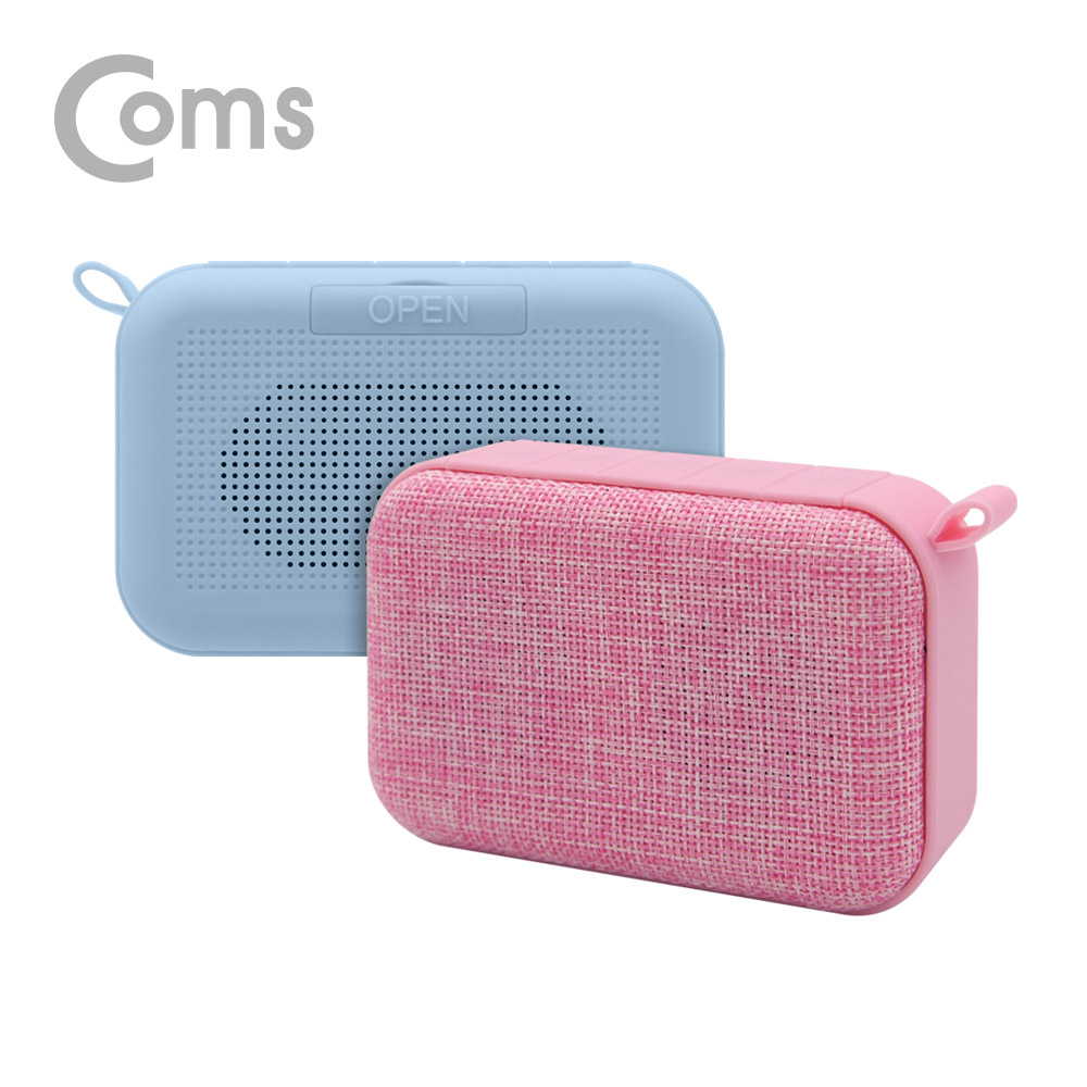 Coms 블루투스 스테레오 스피커 2개 풀세트(Sky Blue/Pink) + 스테레오 Y 케이블 2M/ evn1