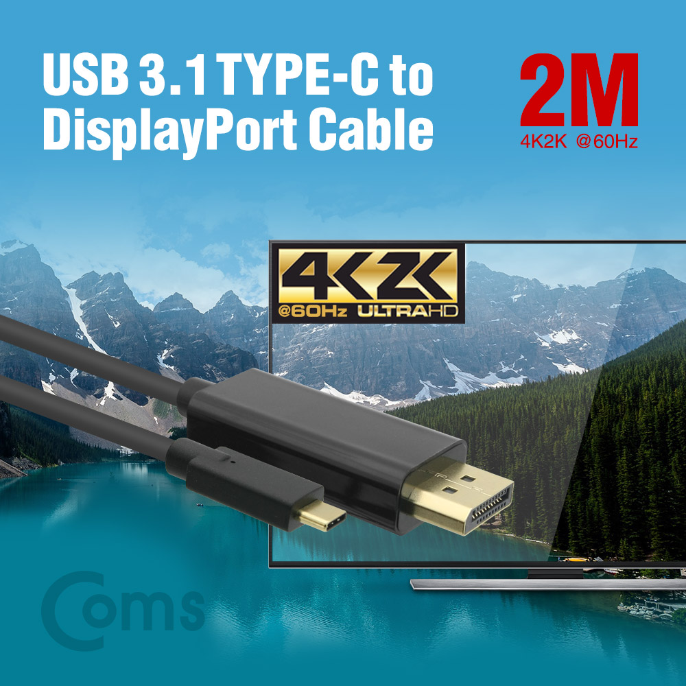 Coms USB 3.1 Type C(M) to DP(M) 변환 컨버터 케이블 2M