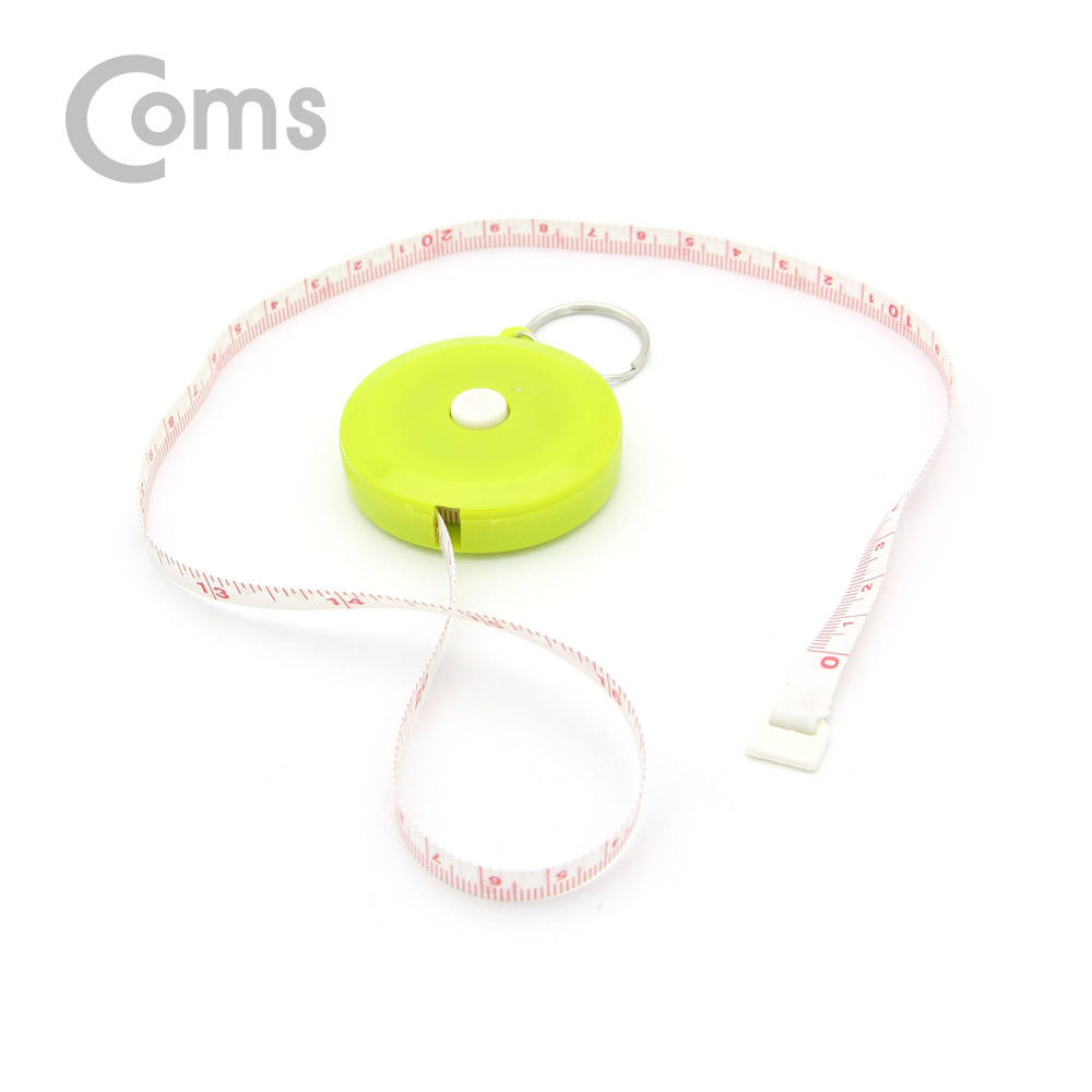 Coms 자동감김 미니 줄자 Green 1.5M (cm/inch 양면 기재)