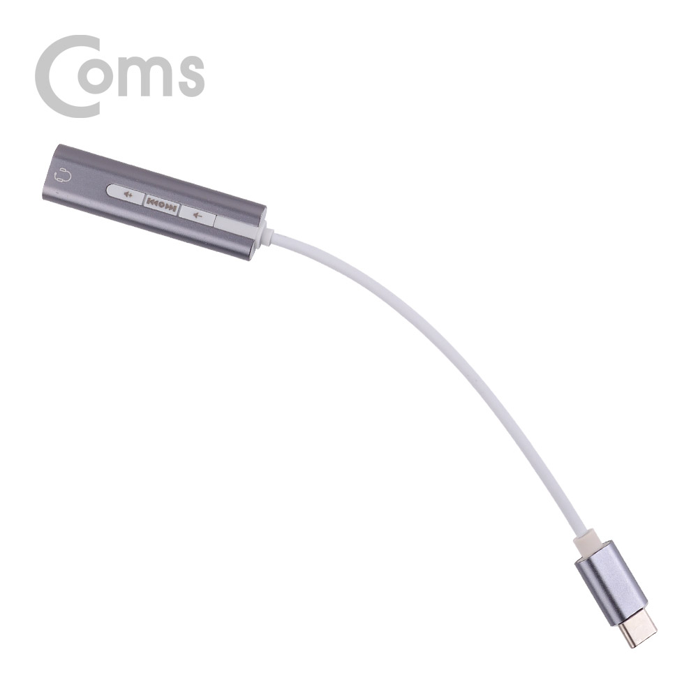 Coms Type C 오디오(7.1) 컨버터/3.5 ST - 케이블형, Metal/Dark Silver