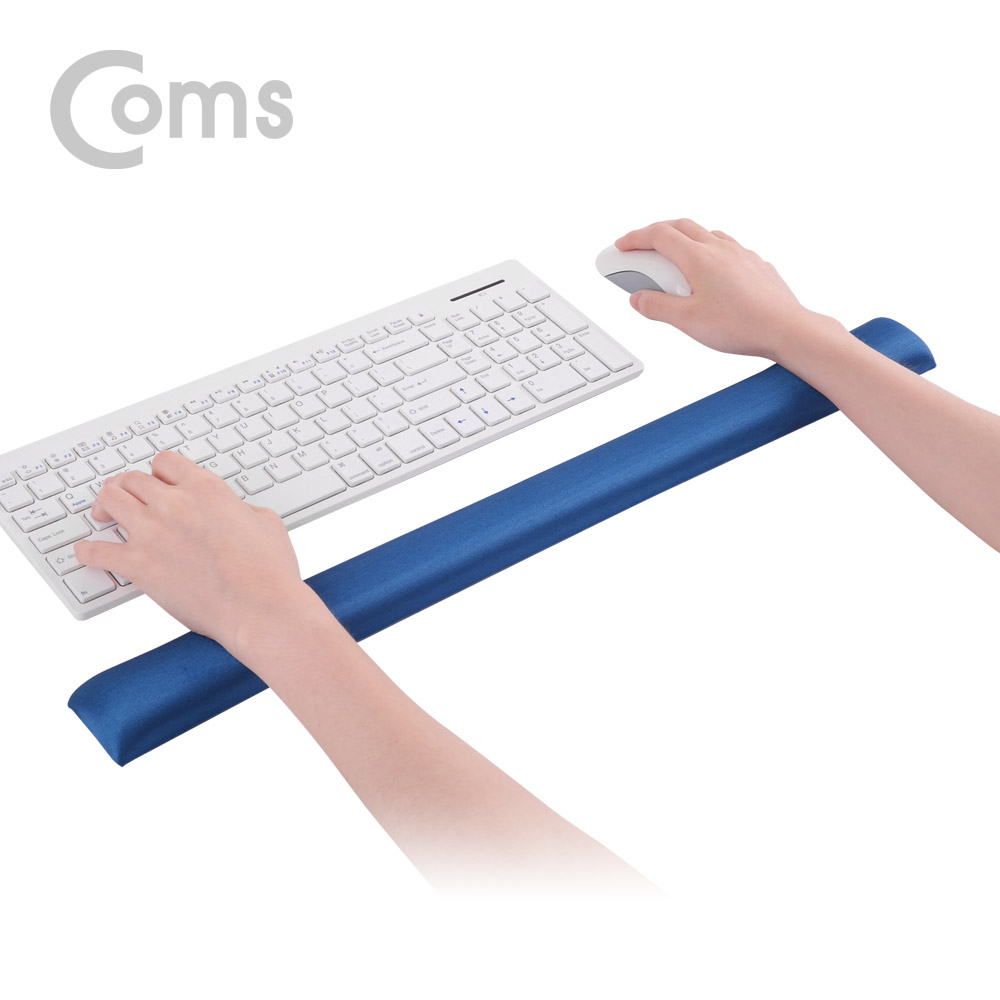 Coms 키보드+마우스 손목 보호대 - LONG & THIN / 59cm X 5cm / 패브릭 커버 / 블루