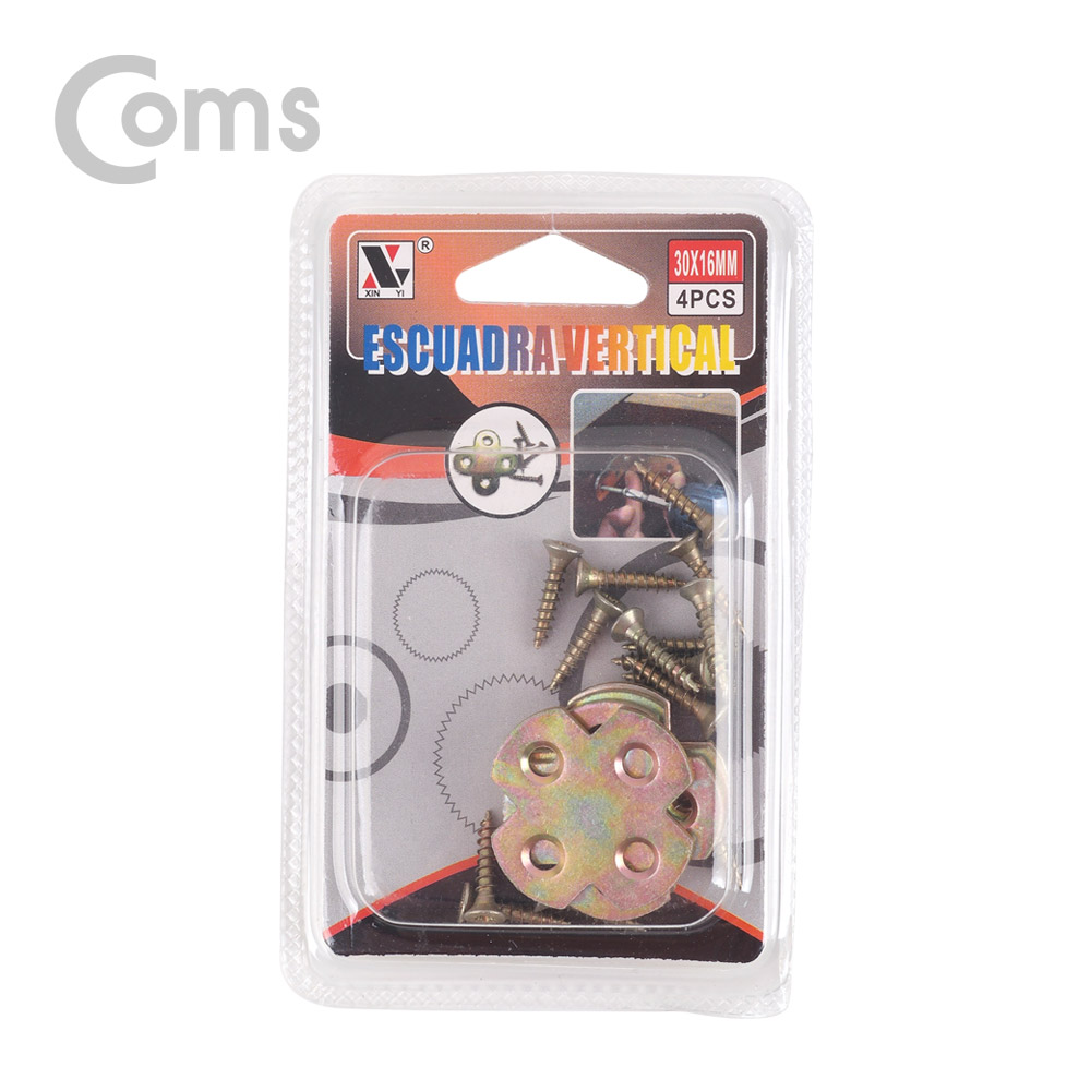 Coms 평철(십자) 4pcs / 30mm X 16mm / 나사못 포함 / +자