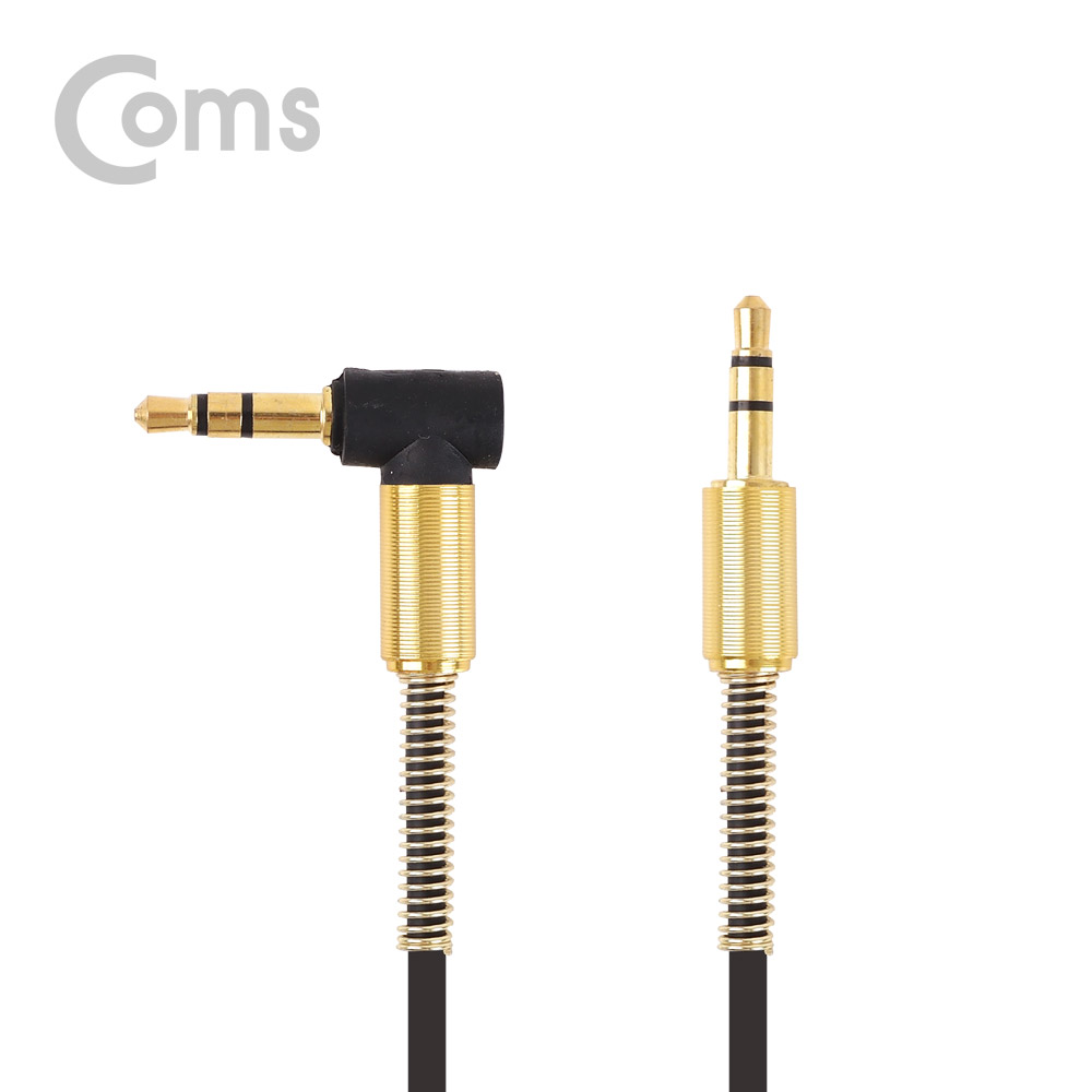 Coms 스테레오 케이블 (3.5 M/M) 한쪽 꺾임(꺽임) 1M / Black-Gold/Stereo