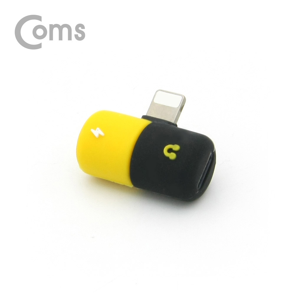 Coms IOS 8핀 (8Pin) AUX 젠더 T형, Yellow / 8Pin / 이어폰 + 충전