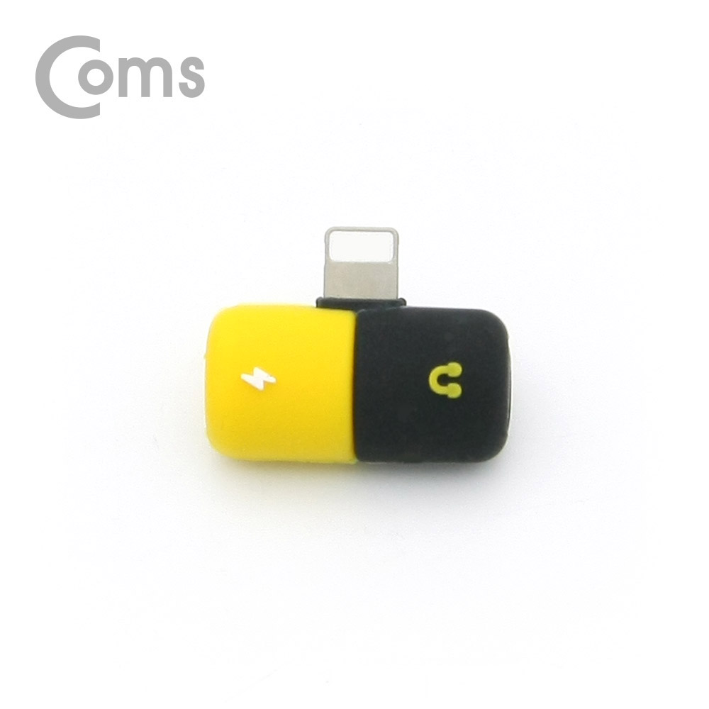 Coms IOS 8핀 (8Pin) AUX 젠더 T형, Yellow / 8Pin / 이어폰 + 충전