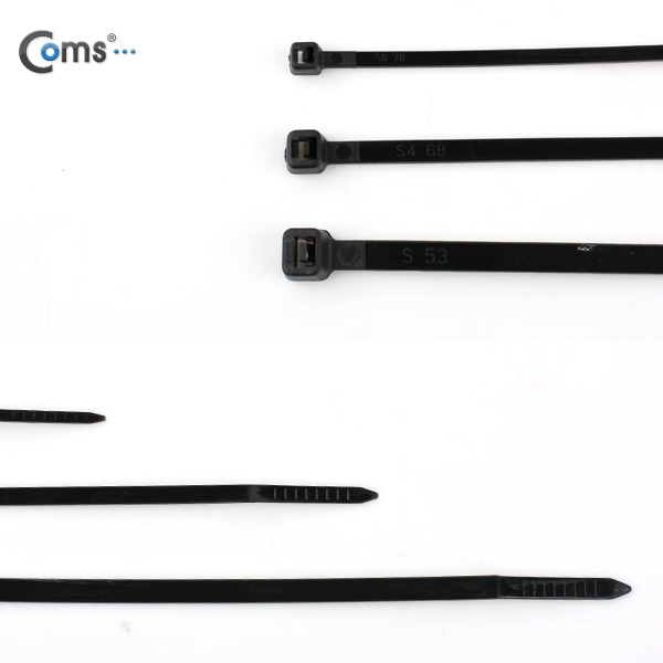 Coms 케이블 타이(60pcs)/패키지, 검정, BCA-60(B), 100/150/200
