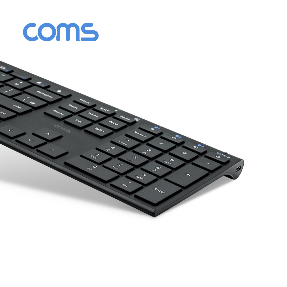 Coms [컴스품질보증] 슬림형 블루투스 키보드 V3.0 / Black / 멀티페어링 / 리튬배터리 280mAh