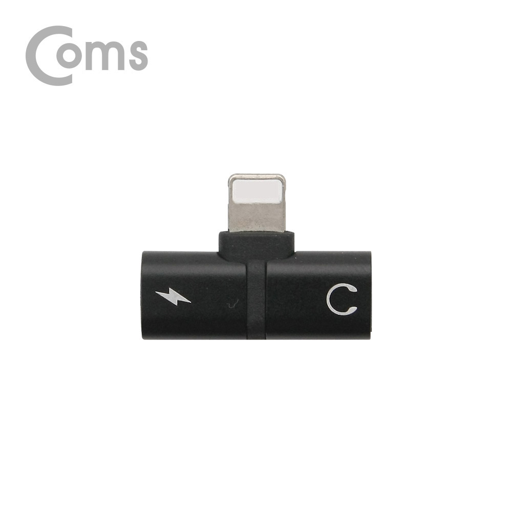 Coms iOS IOS 8핀 (8Pin) AUX 젠더 (T형) / 8Pin / Black, 이어폰 + 충전