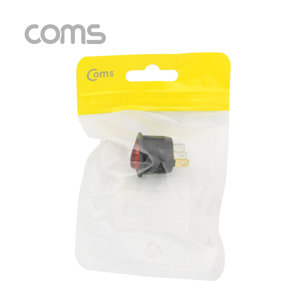 Coms 제작용 전원 스위치(On/Off, 온오프) 3선, 레드 / 원형 / LED / 22 X 22 X 25mm