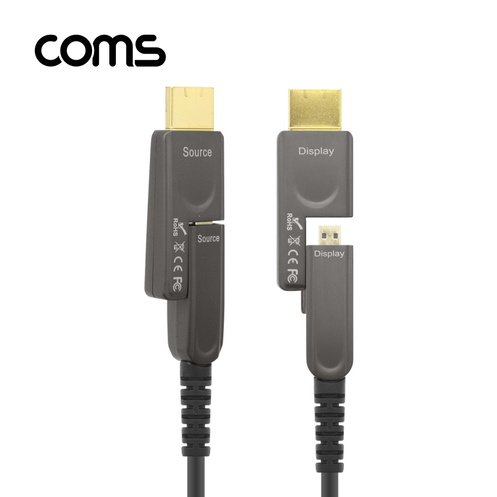 Coms HDMI 리피터 분리형 광케이블 50M / 4K2K@60Hz / Micro HDMI+HDMI 커넥터
