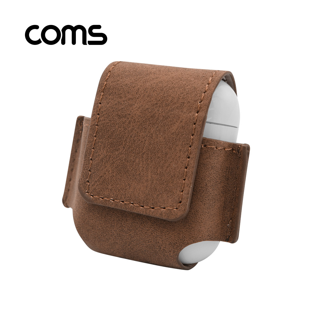 Coms 에어팟 가죽 케이스, Dark brown